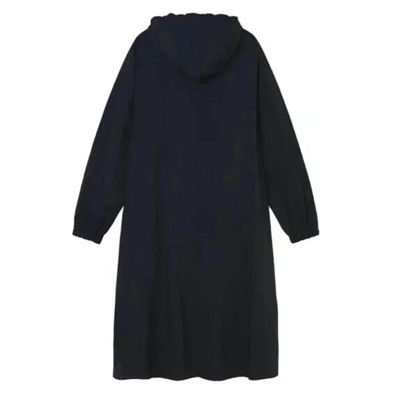 STUSSY Y2K 90s Vtg Retro Woman’s Roomy Black Long-Sleeve Hood Dress Jacket Sz S - Picture 7 of 11